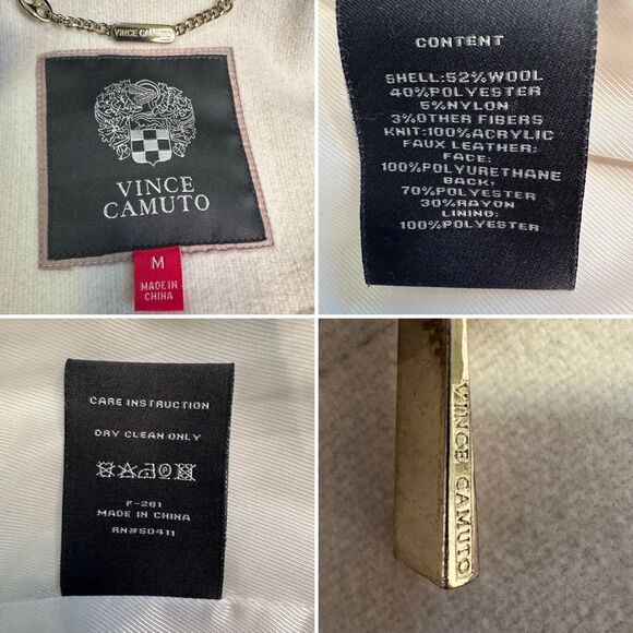 Vince Camuto Single Breasted Wool Belted Zip Front Funnel Neck Walker Coat - M - Picture 12 of 13